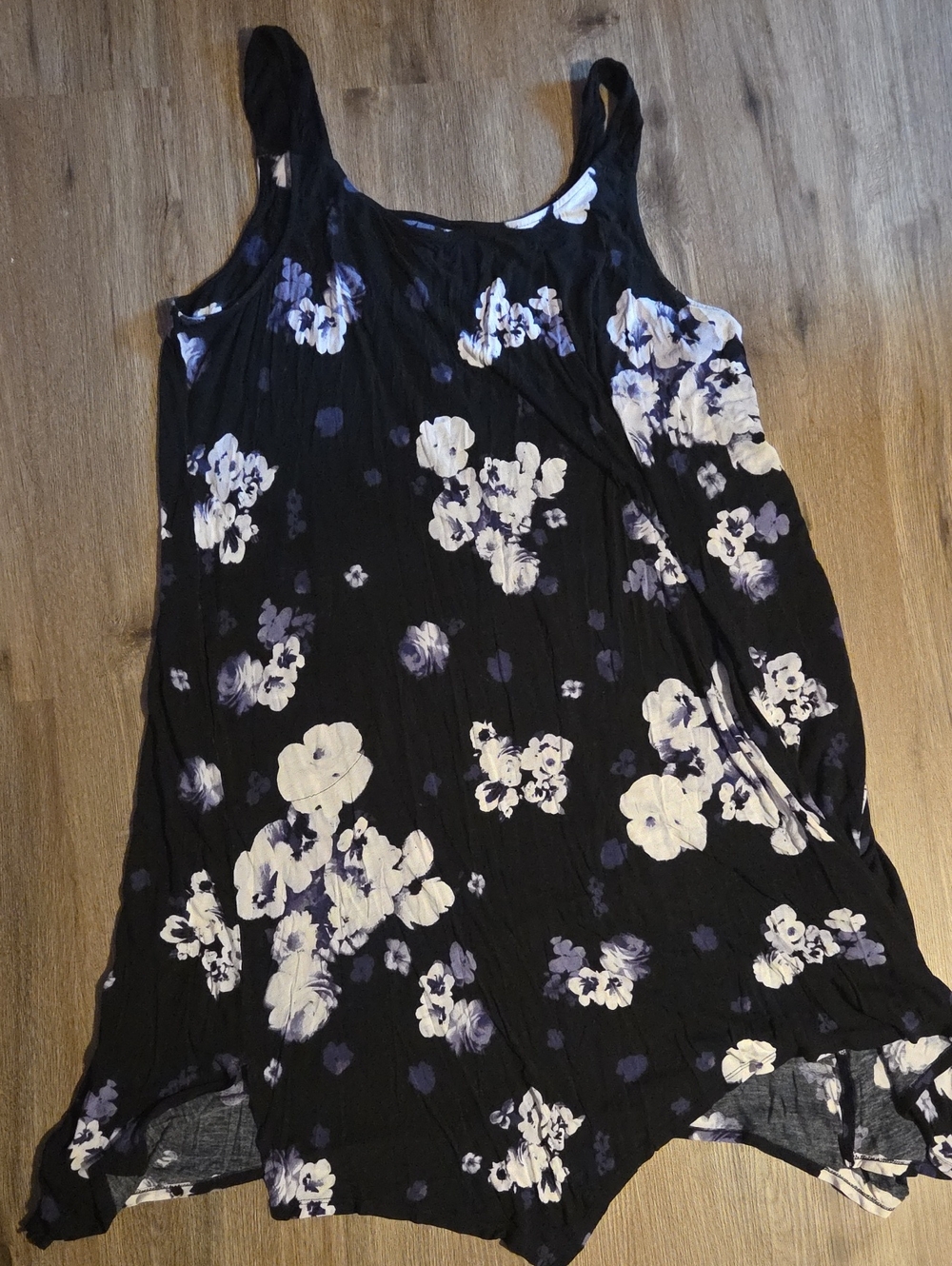 Simply Vera Vera Wang Long Tank Nightgown White and Lavender Floral Print